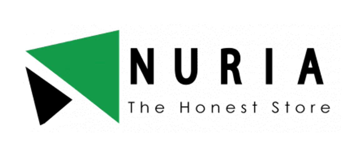 Green triangular logo with black Nuria label, transparent background