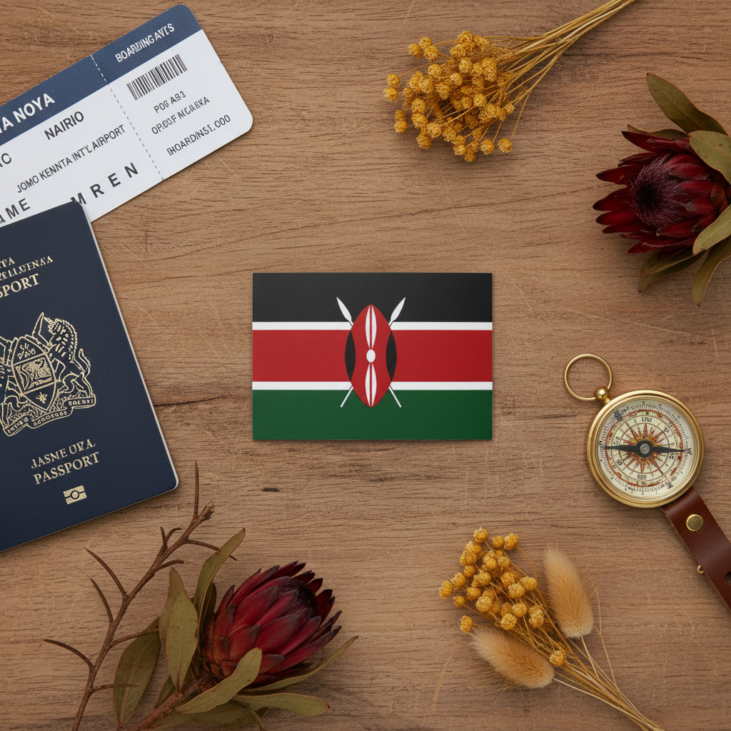 Kenya Flag Magnet Travel Flat Lay
